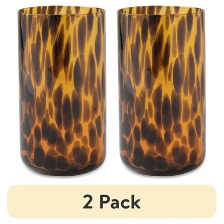(2 pack) Thyme & Table 20 fl oz Brown Tortoise Drinking Glass | Walmart (US)