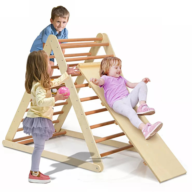 Costway Foldable Wooden Climbing Triangle Indoor Home Climber w/ Ladder for Toddler Baby | Target
