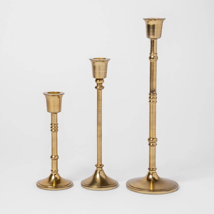 3pc Taper Candle Holder Set Gold - Threshold™ | Target