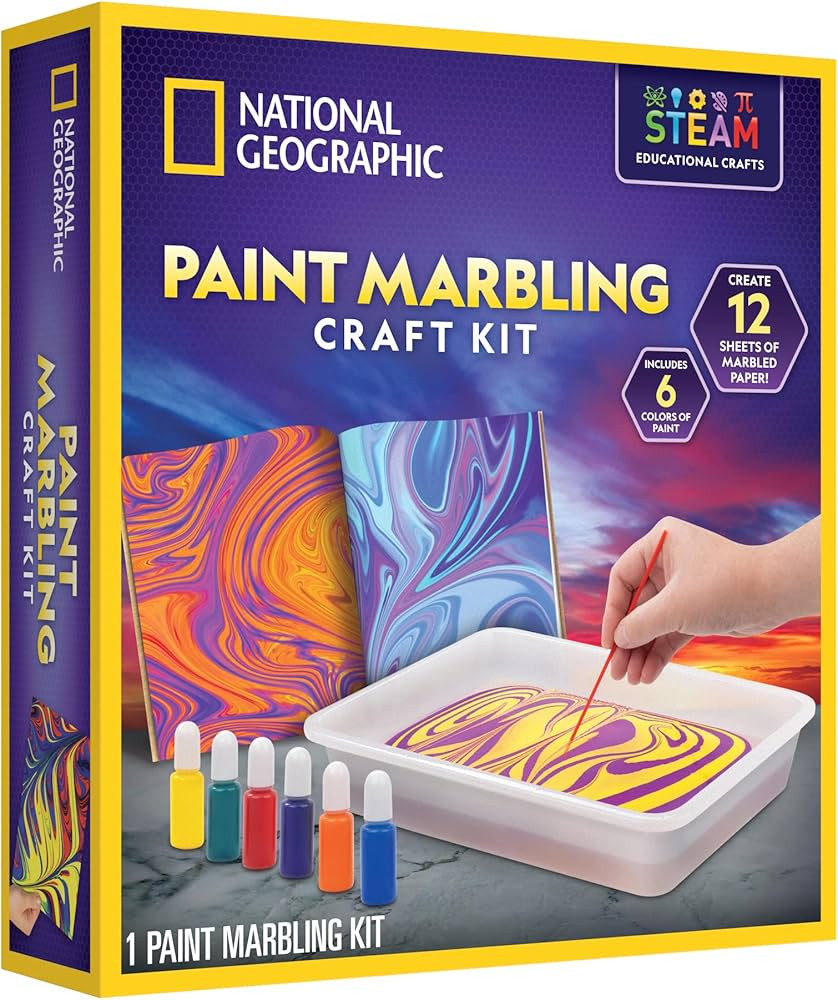 National Geographic Marbling Paint Kit for Kids - Create 12 Sheets of Marble Art with Paints & Wa... | Amazon (US)