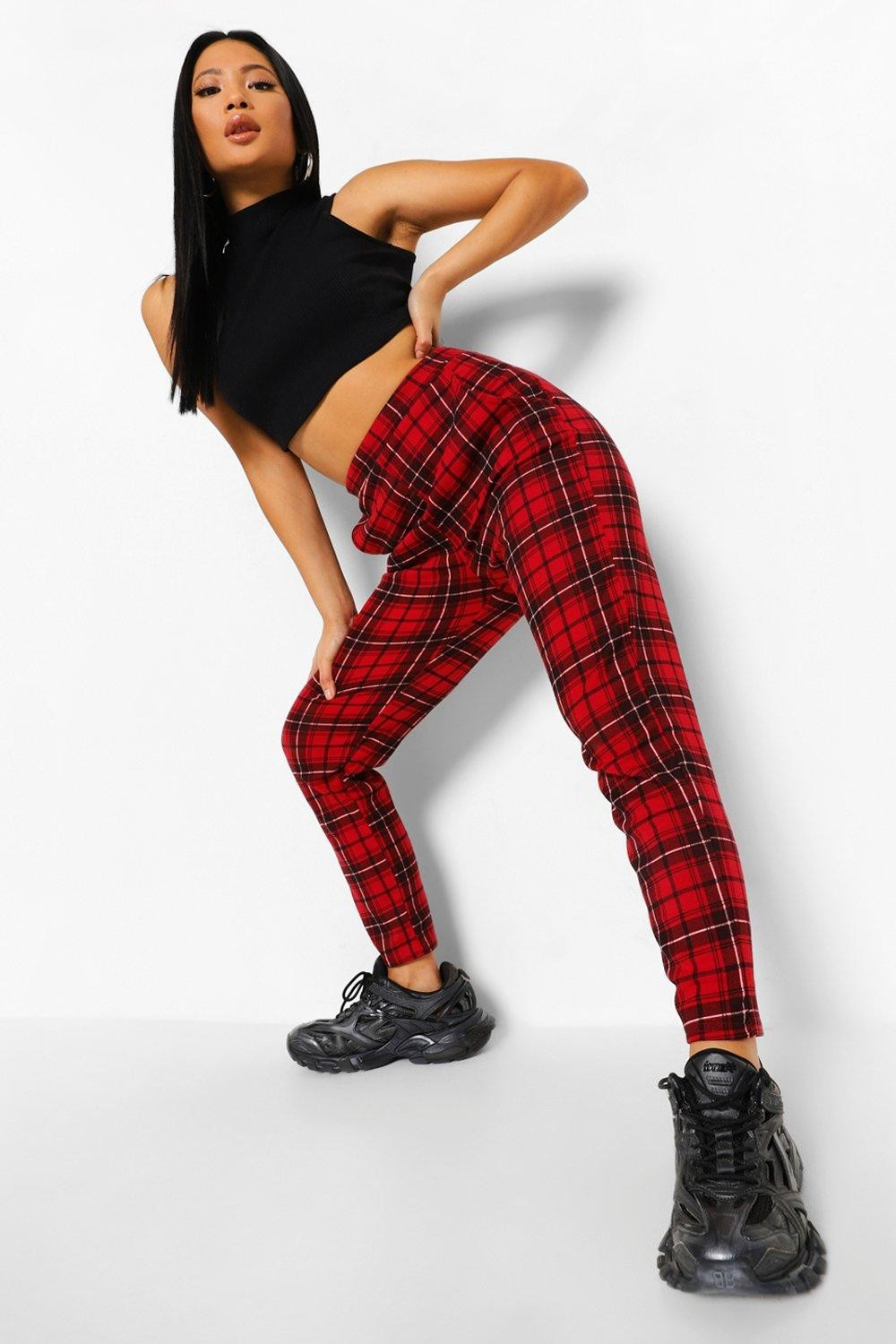 Womens Petite Flanneled Tartan Pants - Red - 6 | Boohoo.com (US & CA)