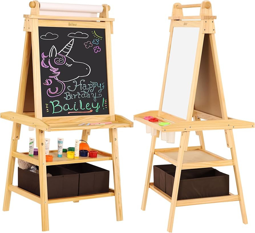3 in 1 Double-Sided Storage Easel for Kids, Art Easel for Kids 3-8, Larger Magnetic Board with Tr... | Amazon (US)
