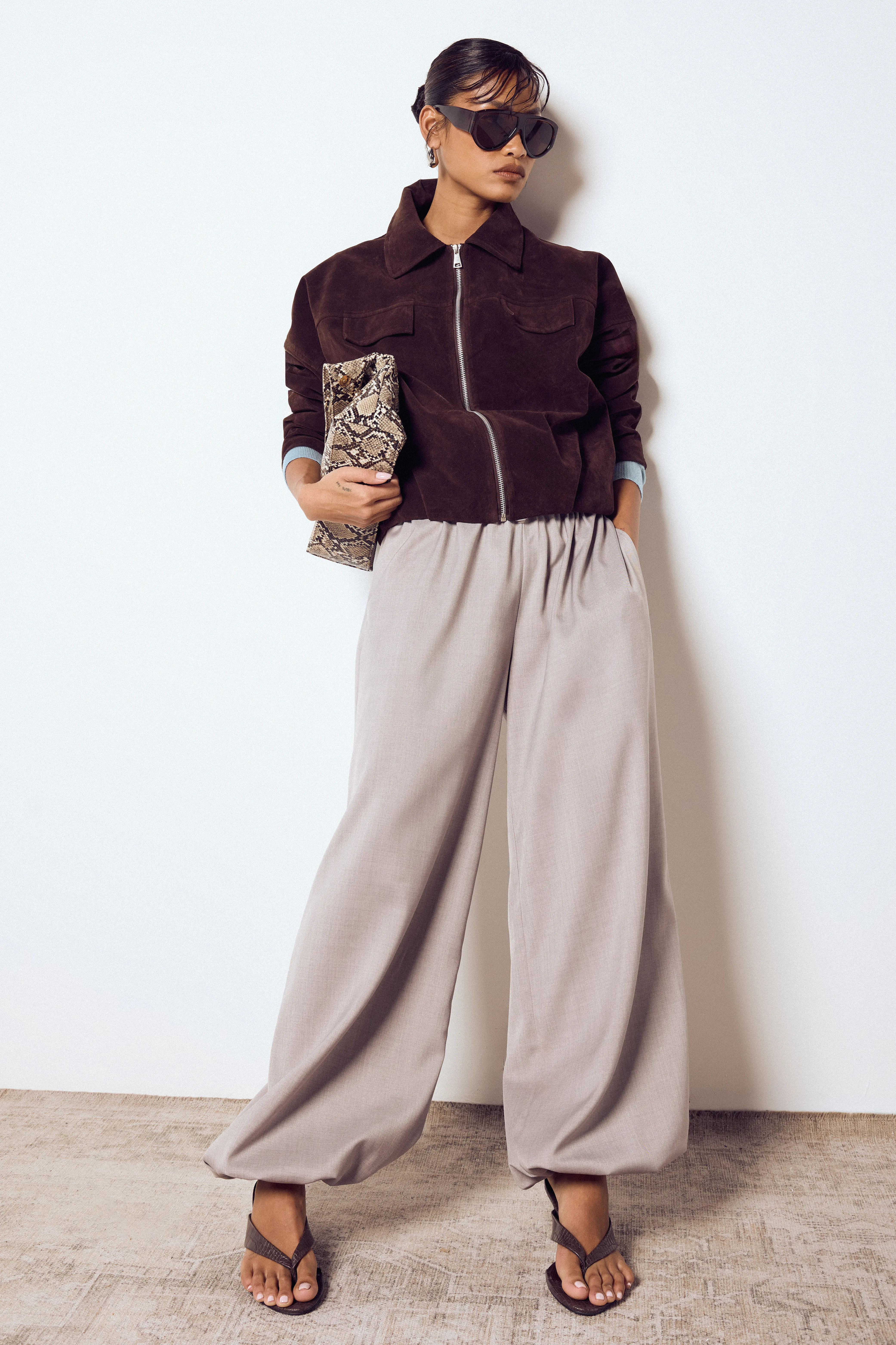 Trousers | Woven Crepe Balloon Trouser | boohoo | boohoo (US & Canada)