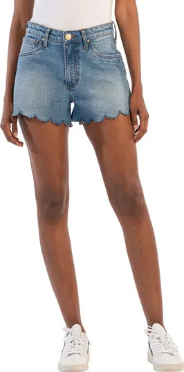 Jane High Waist Scallop Raw Hem Denim Shorts | Nordstrom