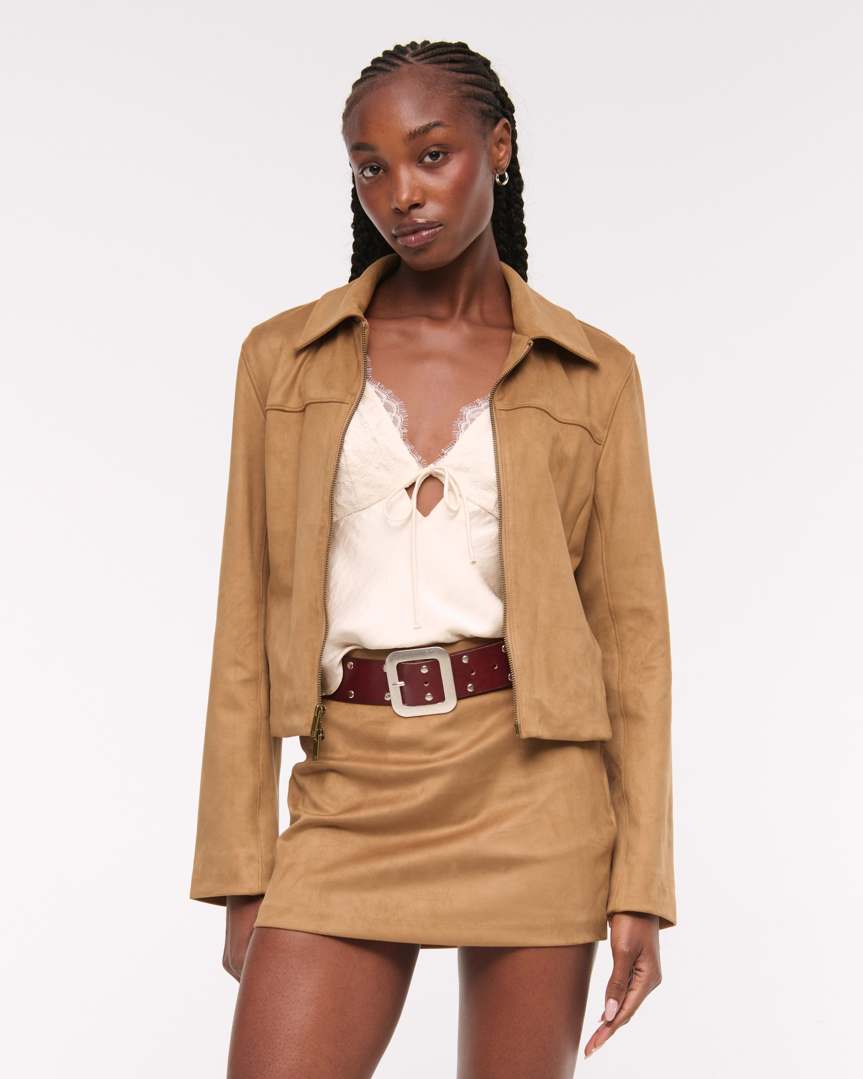 The A&F Scarlett Vegan Suede Mini Skort | Abercrombie & Fitch (US)
