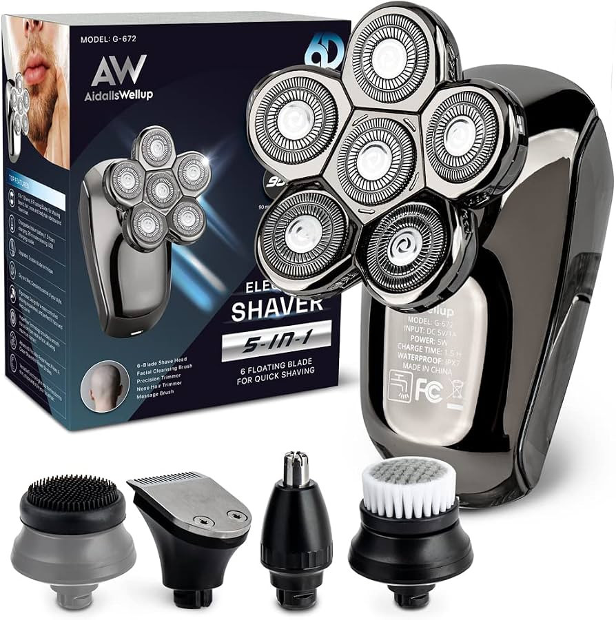 AW 6D Head Shavers for Bald Men, Anti-Pinch Electric Razor for Men, 5-in-1 Mens Grooming Kit with... | Amazon (US)
