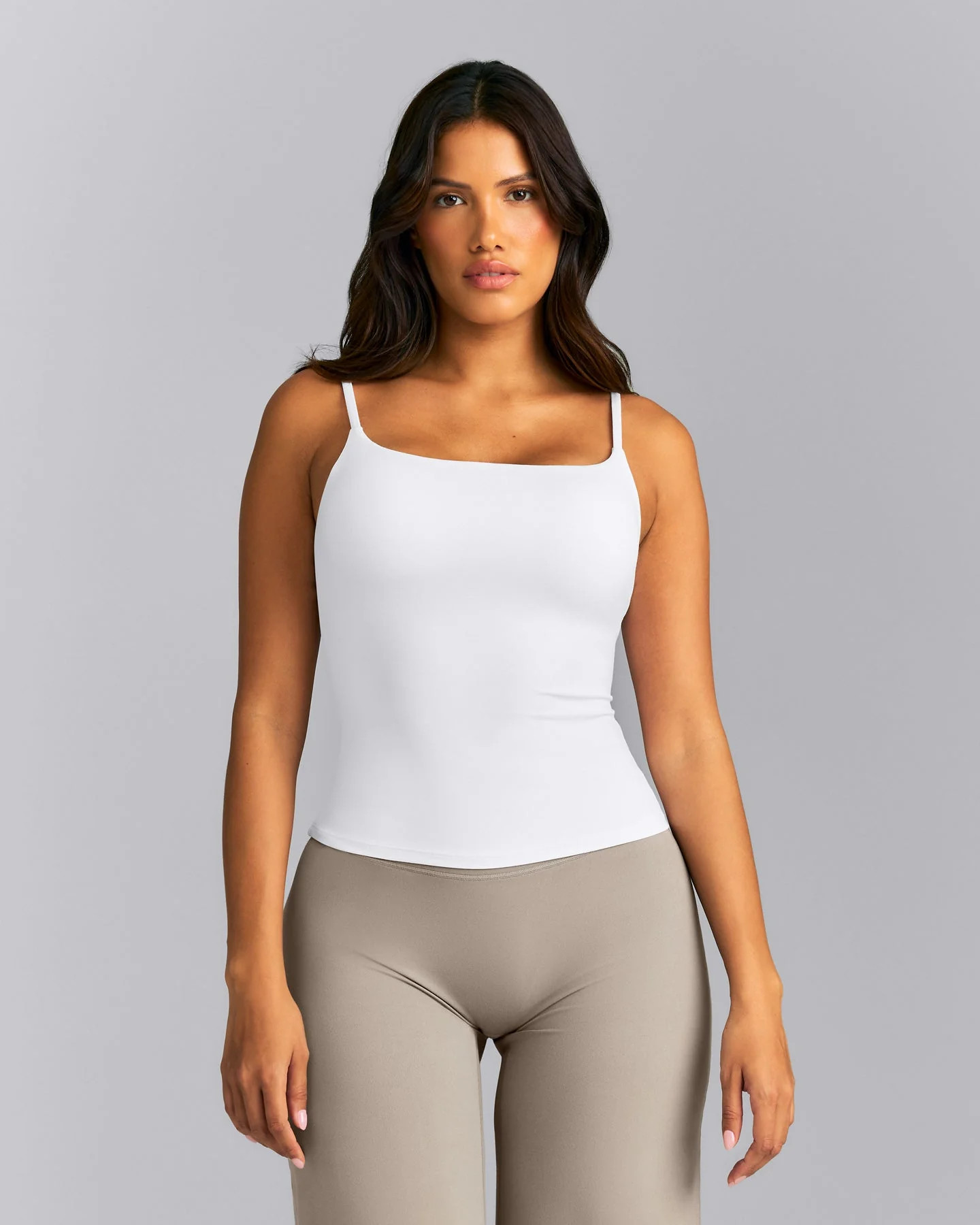SoftMotion™ Strappy Tank Top with Built in Bra Shelf New Branding | White | Oner Active (UK / US)