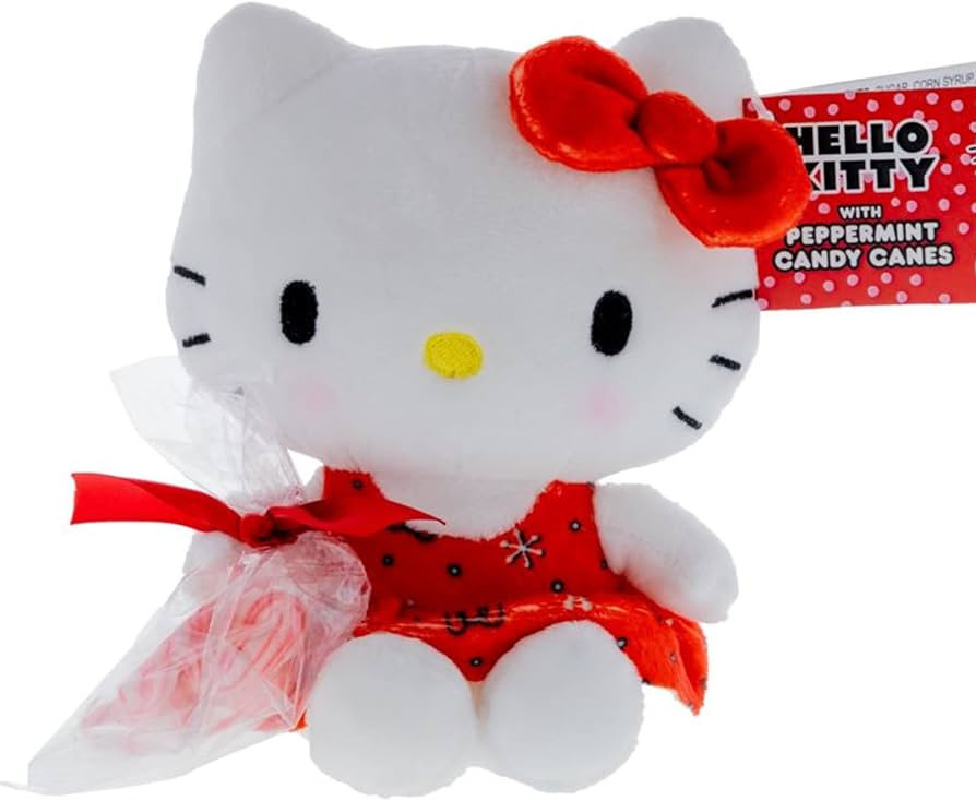 Hello Kitty Plush Doll with Mini Edible Peppermint Candy Canes, Stocking Stuffer Gift for Girls, ... | Amazon (US)