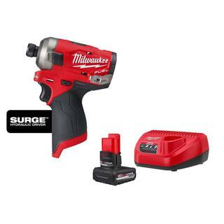 M12 FUEL SURGE 12V Lithium-Ion Brushless Cordless 1/4 in. Hex Impact Driver with HIGH OUTPUT XC5. 0 Starter Kit | The Home Depot