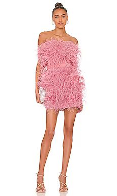 Bronx and Banco Feather Mini Dress in Rose from Revolve.com | Revolve Clothing (Global)