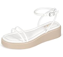 Ankis Wedge Sandals for Women Black White Nude Wedge Low Heels Platform Comfortable Padded Insole... | Amazon (US)