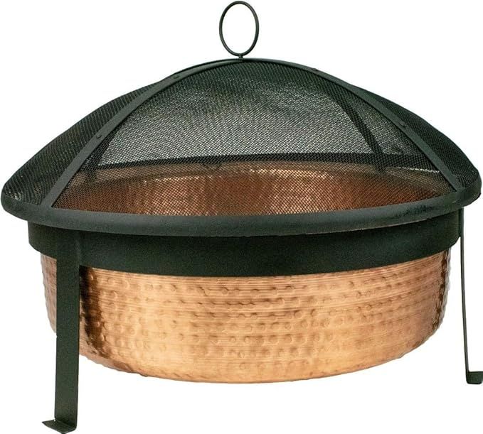 Global Outdoors 30" Hand Hammered 100% Copper Fire Pit Deep Bowl & Screen/PVC Cover | Amazon (US)