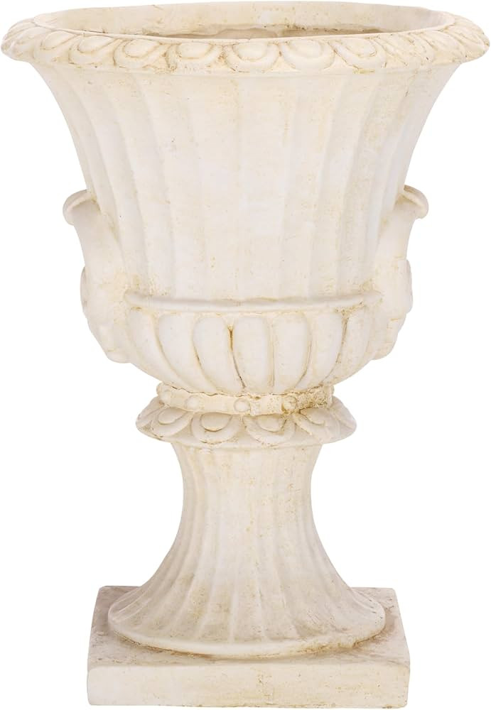 SAFAVIEH Outdoor Patio Furniture Collection - Arden Off-White Magnesium Oxide Pedestal Planter Po... | Amazon (US)