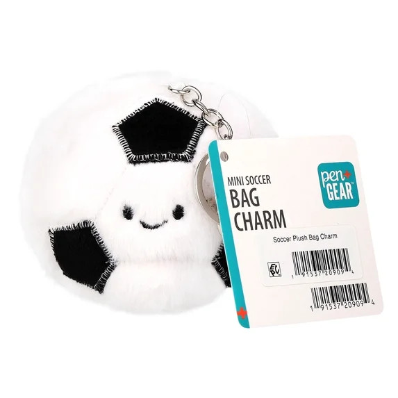 Pen+Gear Soccer Mini Plush Bag Charm, Black with White | Walmart (US)