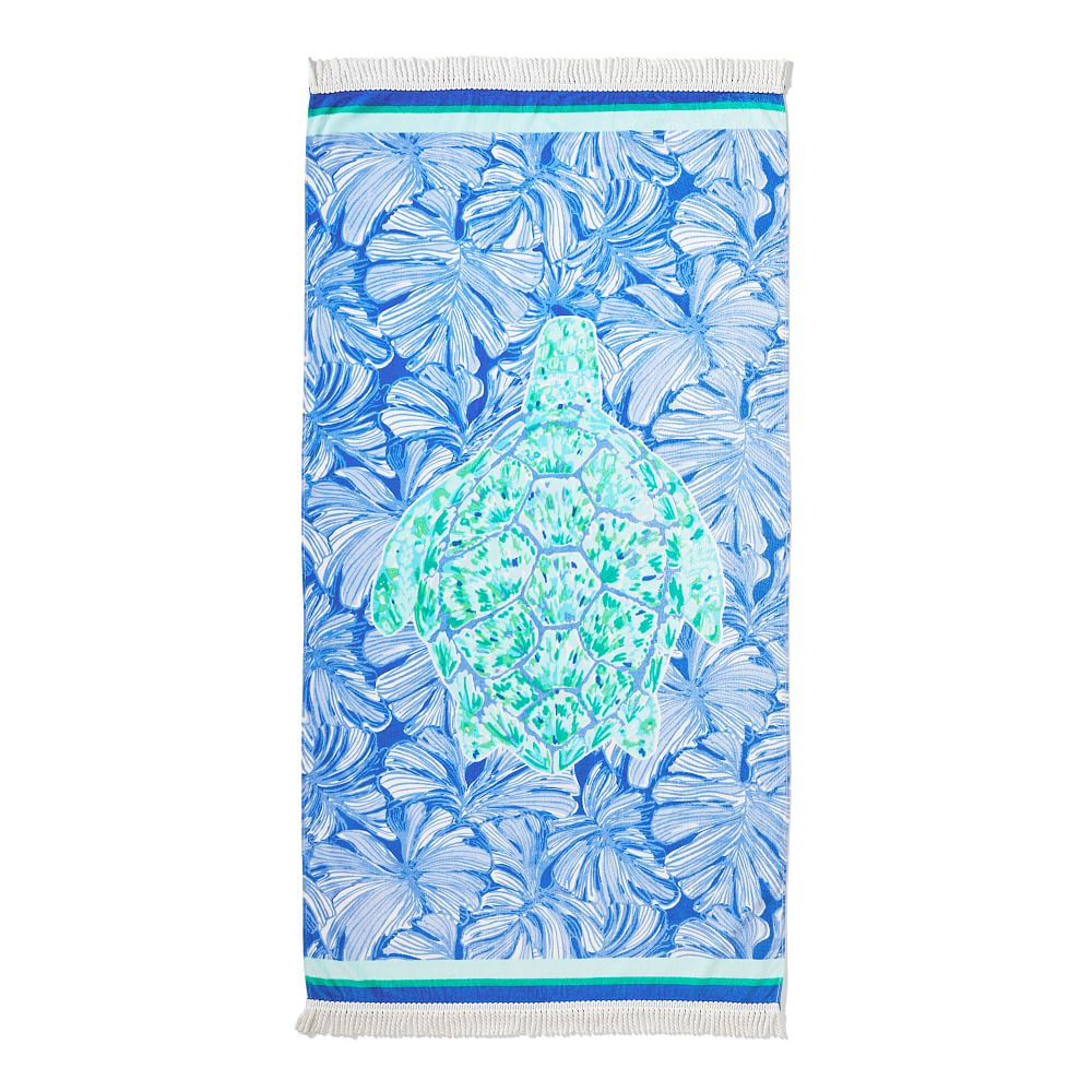 Lilly Pulitzer Tortuga Time Beach Towel, 32""x64"", Blue | Pottery Barn Teen