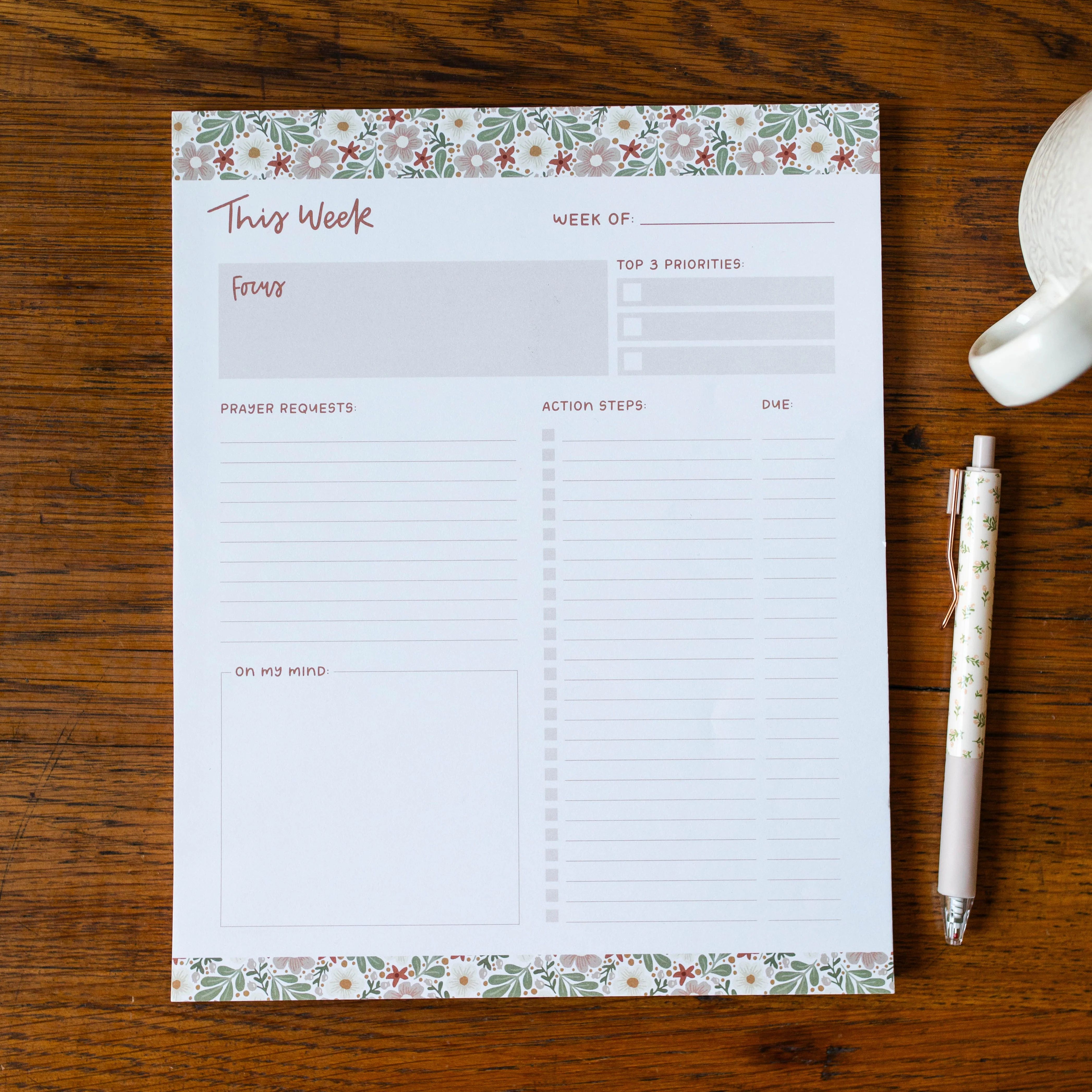 This Week Planner Pad - Almond Blossom | The Daily Grace Co.