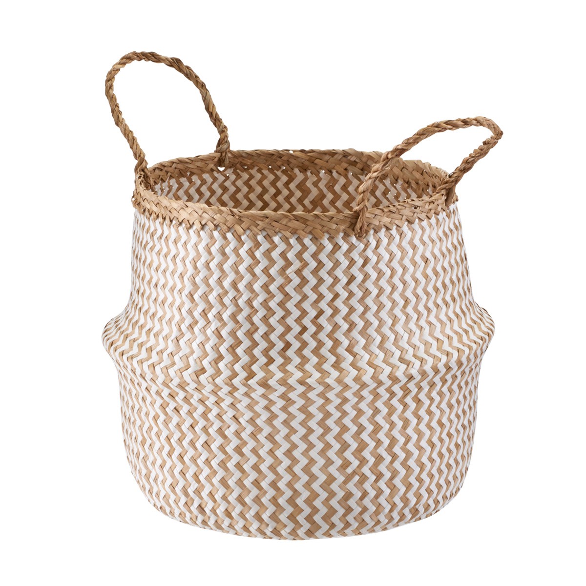 Seagrass Belly Basket Chevron | The Container Store
