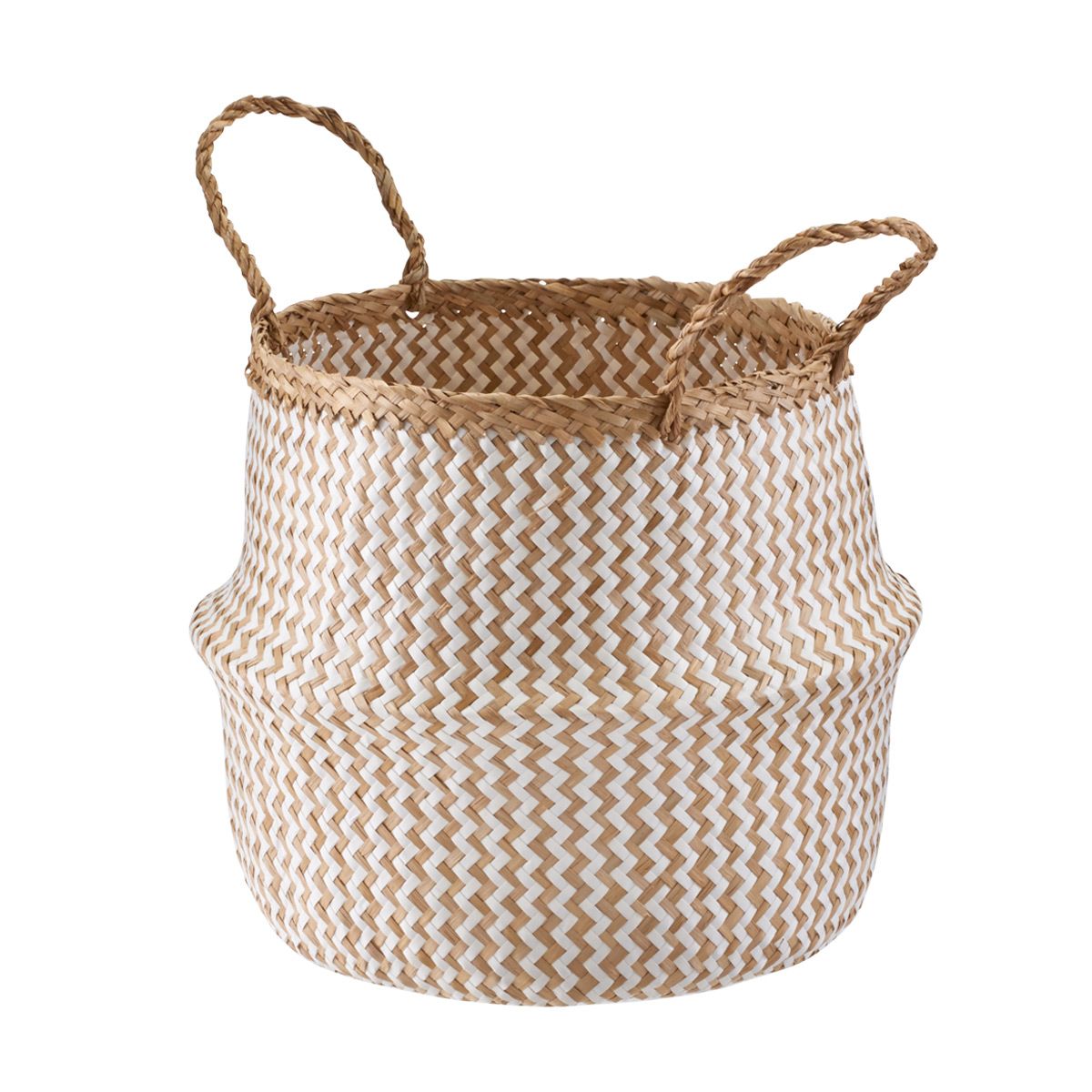 Seagrass Belly Basket Chevron | The Container Store