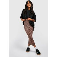 Womens Leopard Ribbed Midaxi Skirt - Beige - 2 | boohoo (US & Canada)