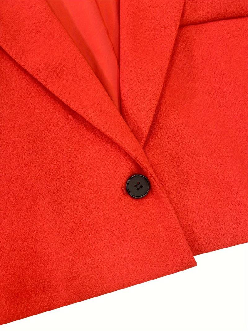 Solid Single Breasted Crop   Elegant Lapel Long Sleeve - Temu | Temu Affiliate Program