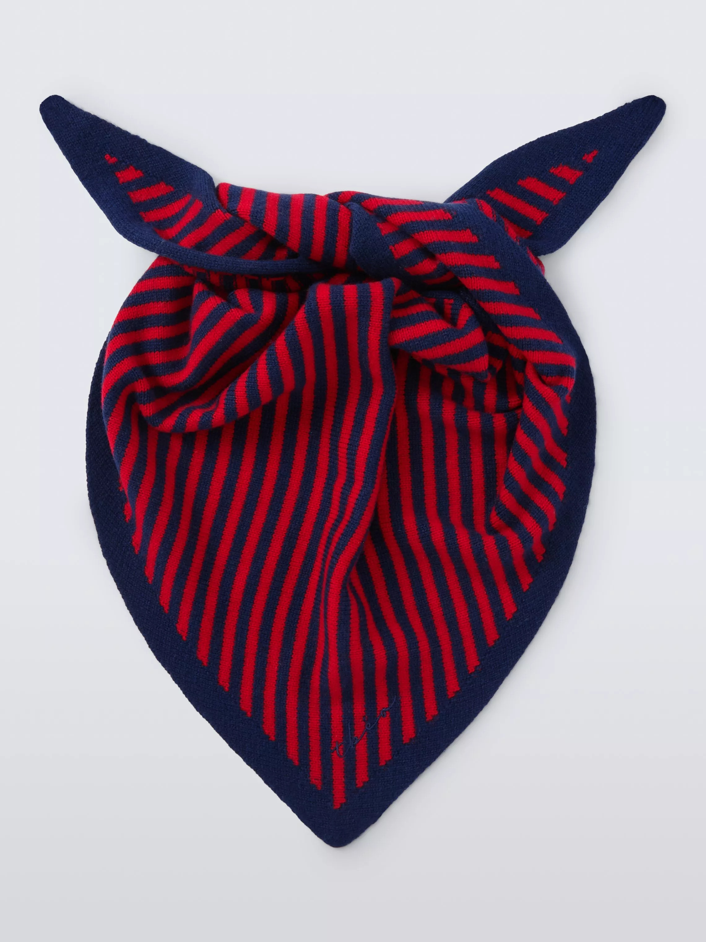 TBCo Stripe Wool Triangle Scarf, Navy | John Lewis (UK)