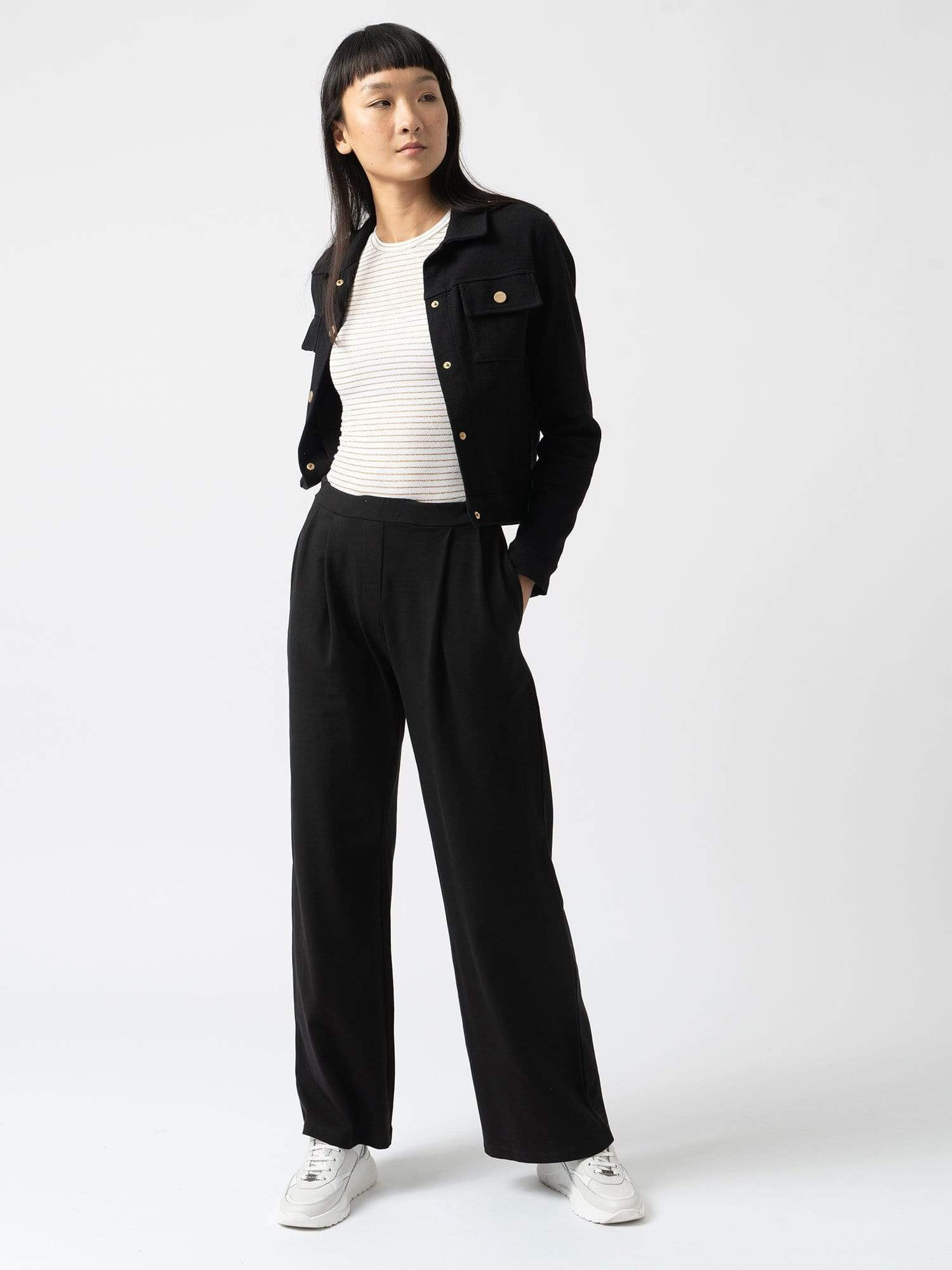 Women's Black Wide Leg Trousers Camden Pant Saint and Sofia UK | Saint + Sofia (Global)