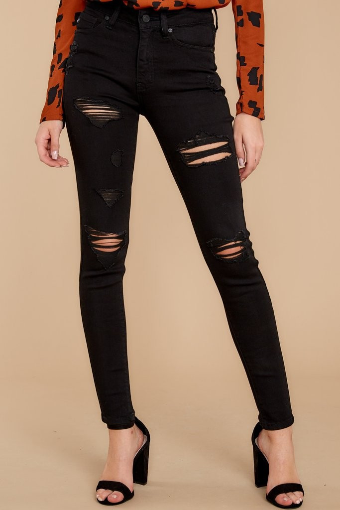 Confession Time Black Distressed Skinny Jeans | Red Dress 