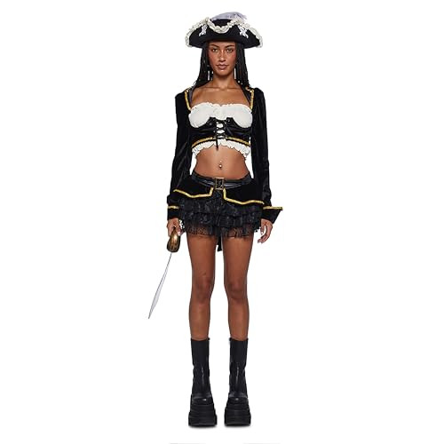 Dolls Kill Pirate Maiden Costume - Ren-Faire Crop Top Mini Skirt Outfit by Trickz N' Treatz - Small | Amazon (US)
