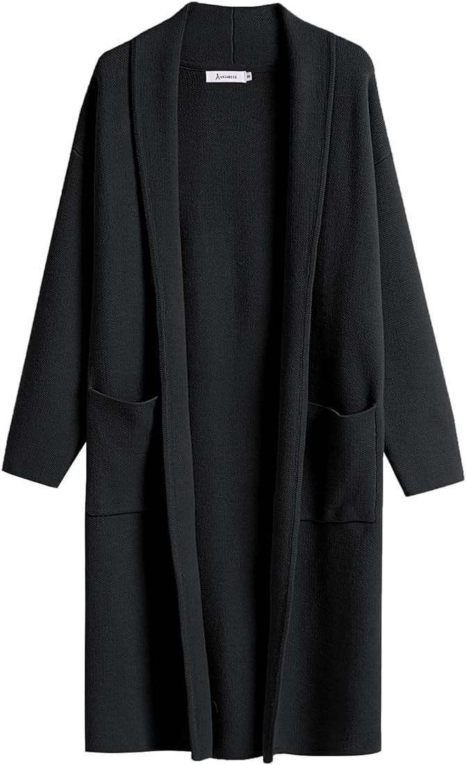 Women's 2023 Fall Cardigan Sweater Long Sleeve Open Front Lapel Coat Casual Knit Coatigan Jacket ... | Amazon (CA)