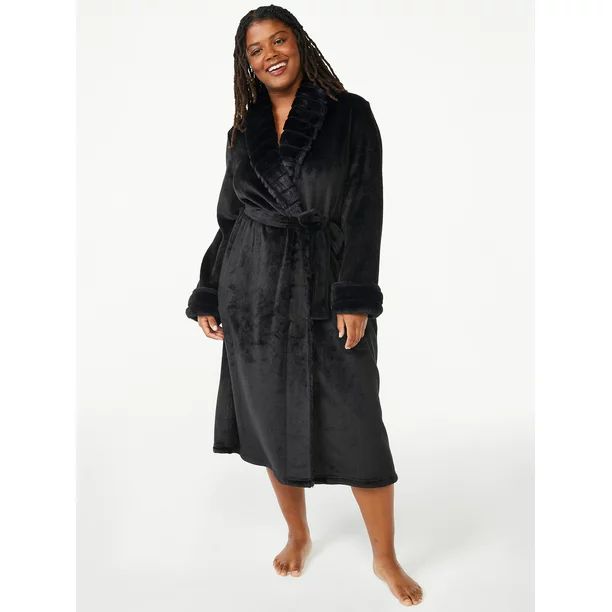 Joyspun Women’s Plush Sleep Robe, Sizes up to 3X | Walmart (US)