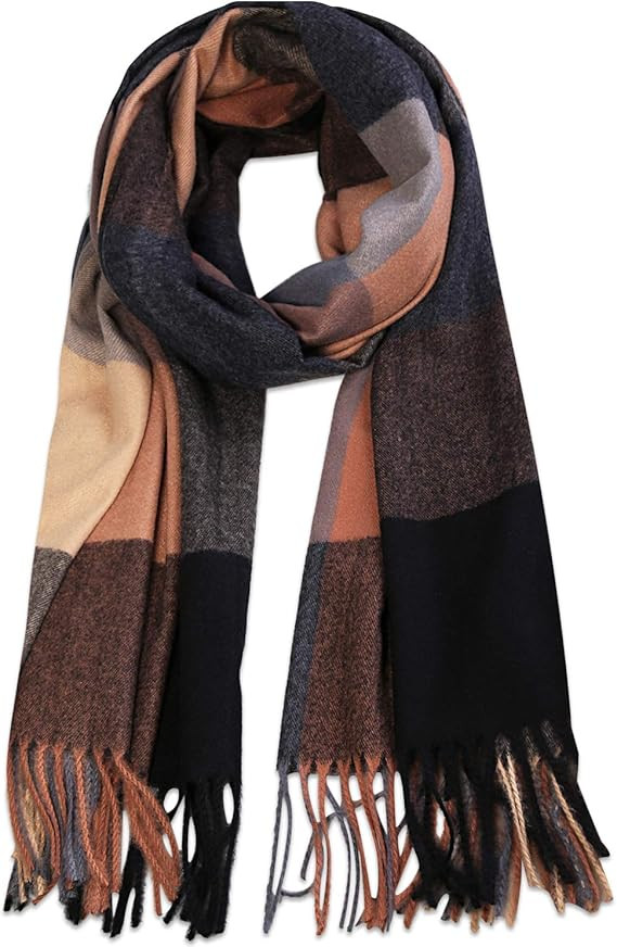 SOJOS Classic Plaid Tartan Scarf for Women Men Soft Check Tassel Scarves SC316 | Amazon (US)