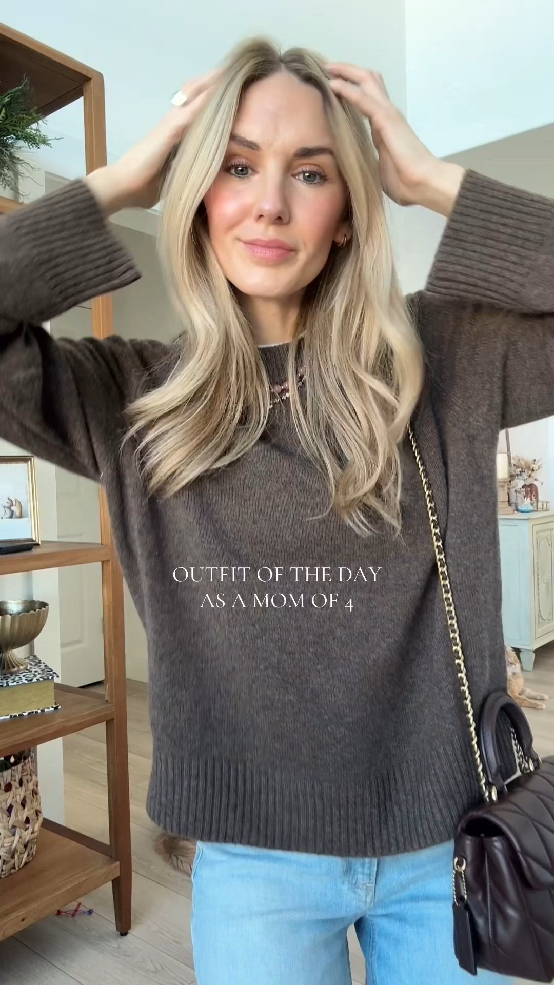 quince cashmere oversized sweater - gola sneakers - coach top handle bag 

#LTKmomlife #LTKootd