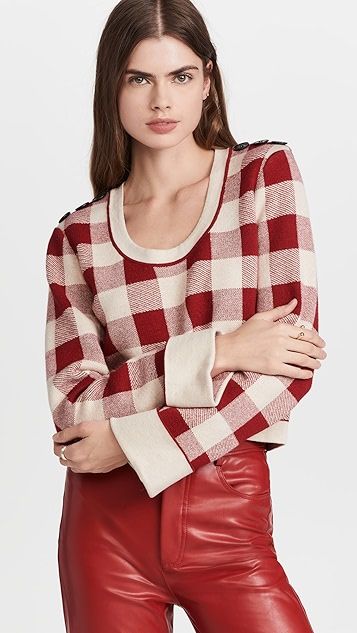 Red Check Knit Pullover | Shopbop