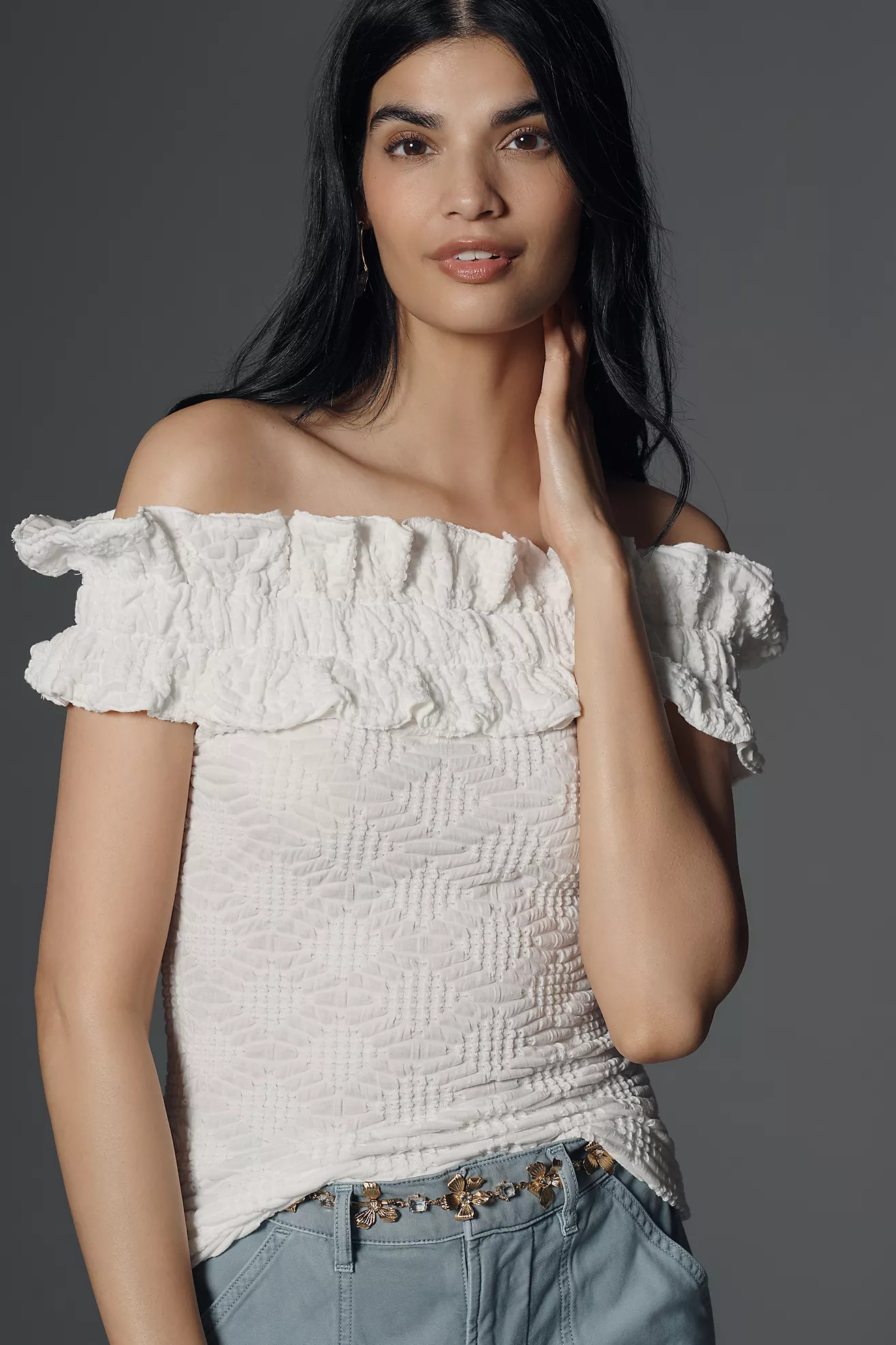 Maeve Off-The-Shoulder Ruffle Top | Anthropologie (US)