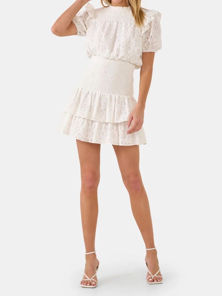 Smocked Lace Mini Dress | Verishop