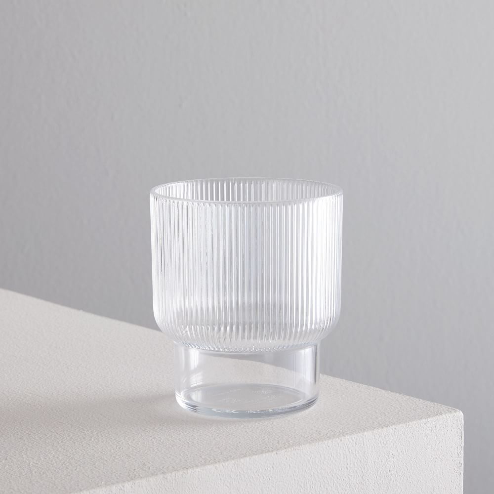 Fluted Acrylic Glassware, Double Old-Fashioned, Clear | West Elm (US)