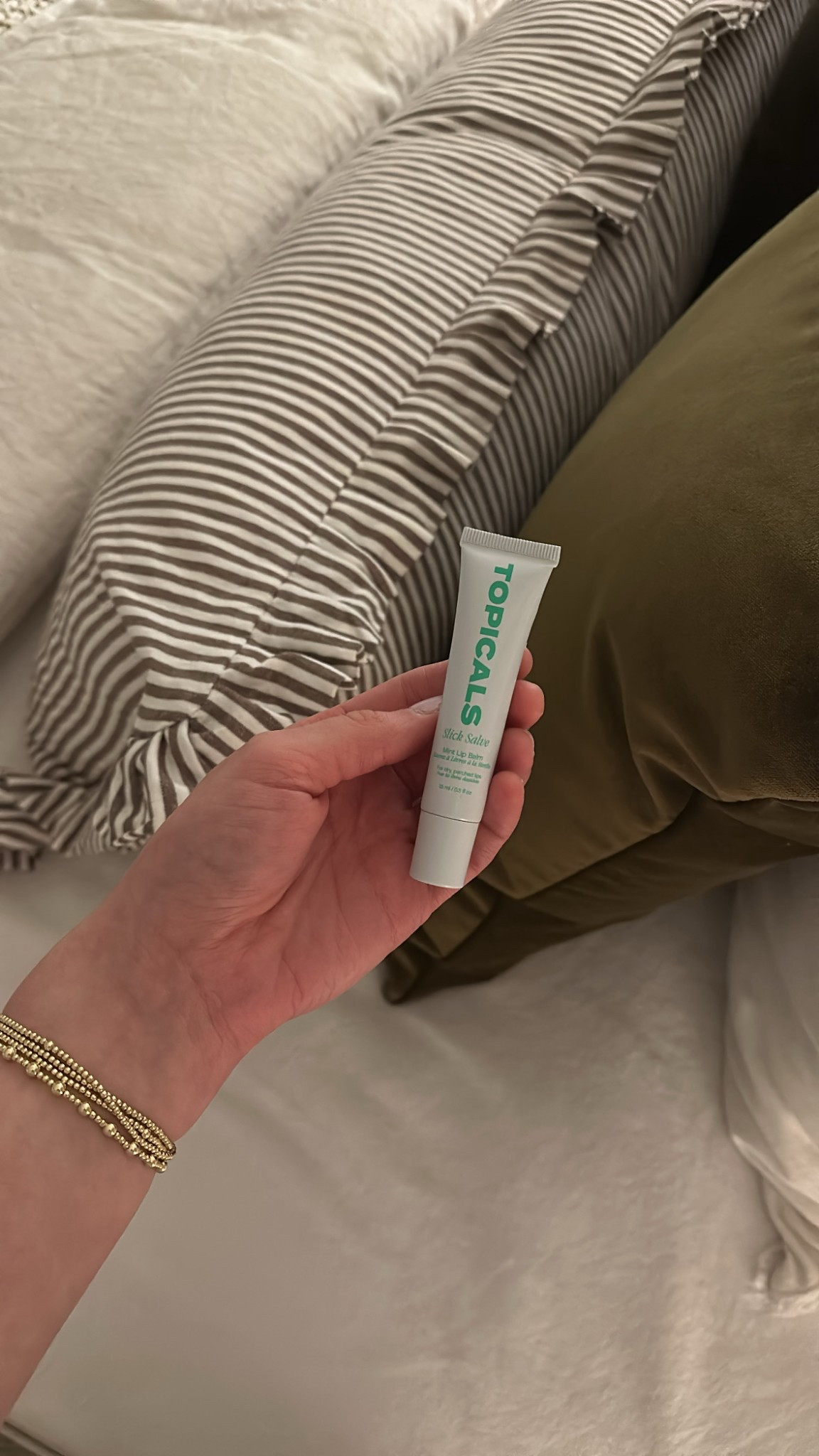 My favorite lip balm that makes my lips feel super moisturized in the morning still 