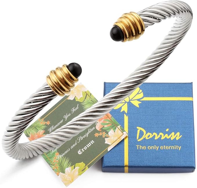 Cable Wire Cuff Bangle Bracelets for Women Dorriss Stainless Steel Adjustable Mom Wife Girls char... | Amazon (US)