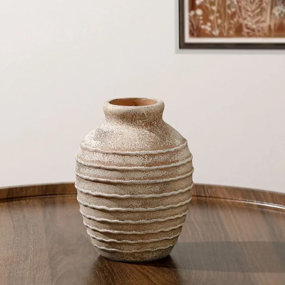 NWOKYZGH Circular Rustic Ceramic Flower Vase, Terracotta Vases, Vintage Matte Finish Boho Decorat... | Walmart (US)