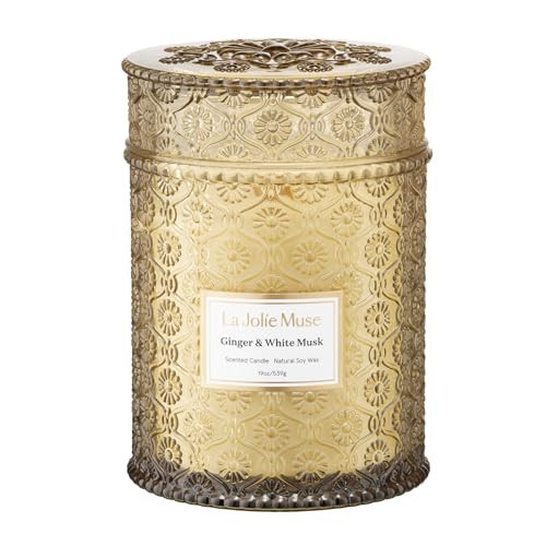 LA JOLIE MUSE Ginger & White Musk Scented Candle for Home, Soy Wax, 40 Hrs | Amazon (US)