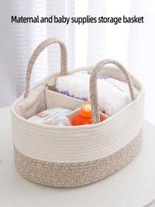 Stylish Mother And Baby Diaper Storage Basket, Multi-Functional Compartment Woven Diaper Organize... | SHEIN