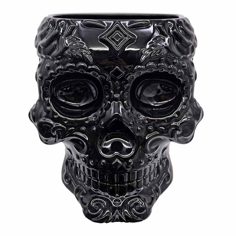 Ceramic Black Skull Utensil Holder, 7" | At Home