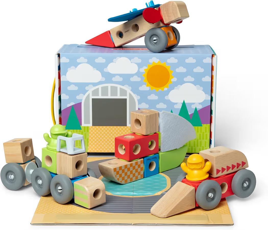 Melissa & Doug Blockables™ Vehicles Snap and Play, Mix and Match Connectable Wooden Building Bl... | Amazon (US)