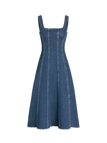 CIDER Denim Ruffle Cami Maxi Dress: Blue, XXS | Amazon (US)