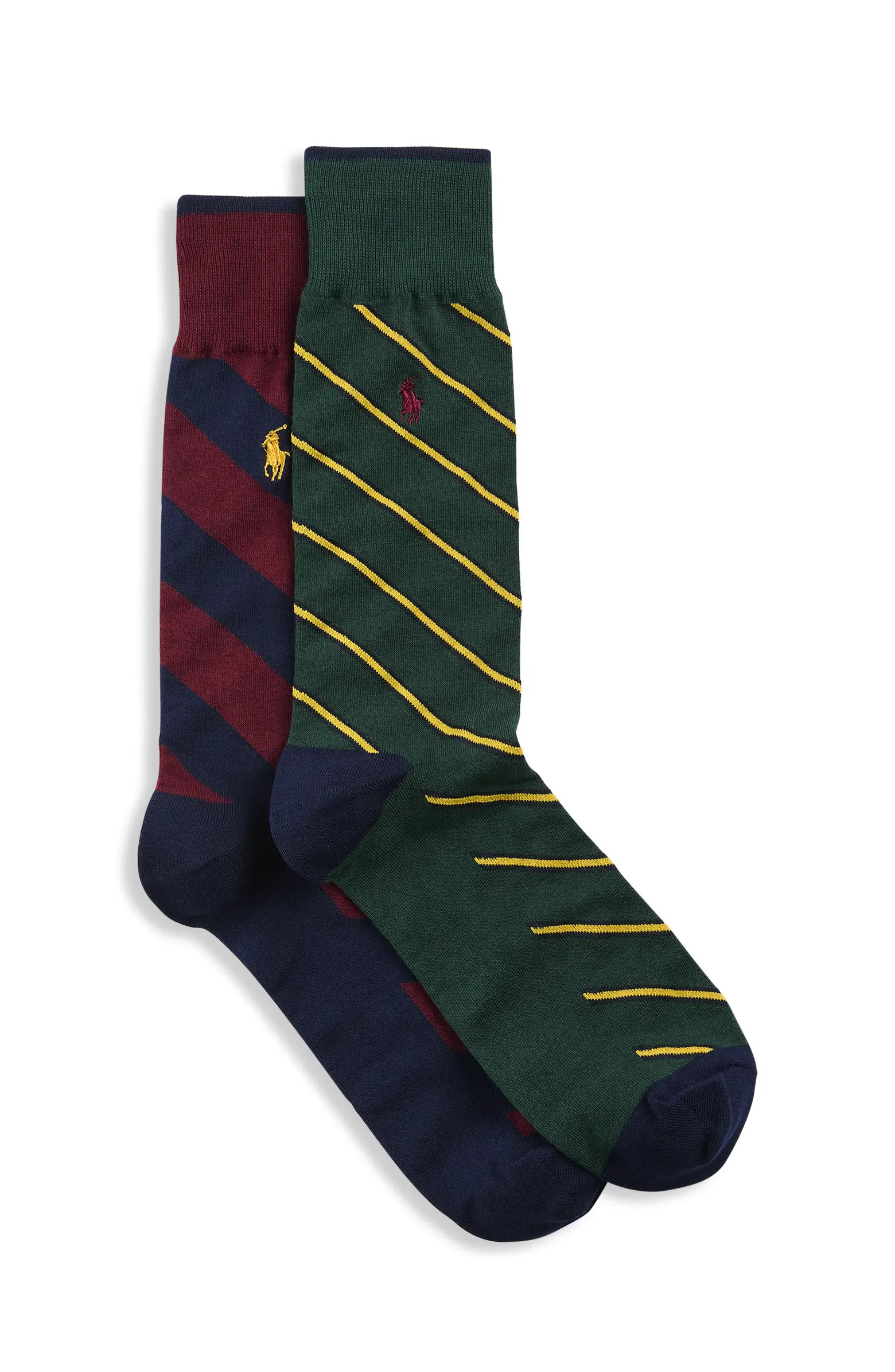 Polo Ralph Lauren Big & Tall Diagonal Stripe 2-pk Crew Socks | Nordstrom | Nordstrom