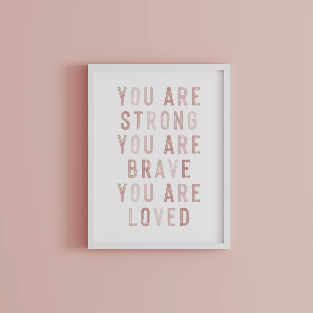 DIGITAL DOWNLOAD • You Are Loved Nursery Wall Art Girl • Blush Pink Kids Room Wall Decor • Inspirati | Etsy (US)