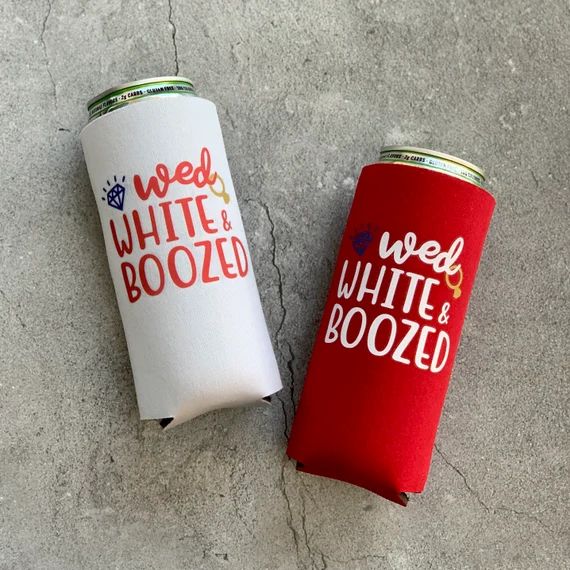 Wed White & Boozed Bachelorette Party or Wedding Slim Seltzer Can Coolers 4th of July | Etsy (US)