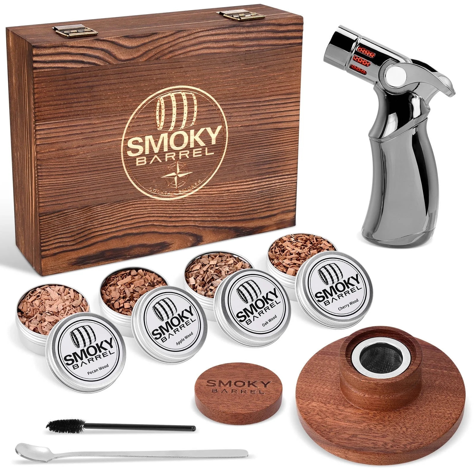 Smoky Barrel Cocktail Smoker Kit with Torch, 4 Wood Chips, & Infuser Top for Whiskey - Walmart.co... | Walmart (US)