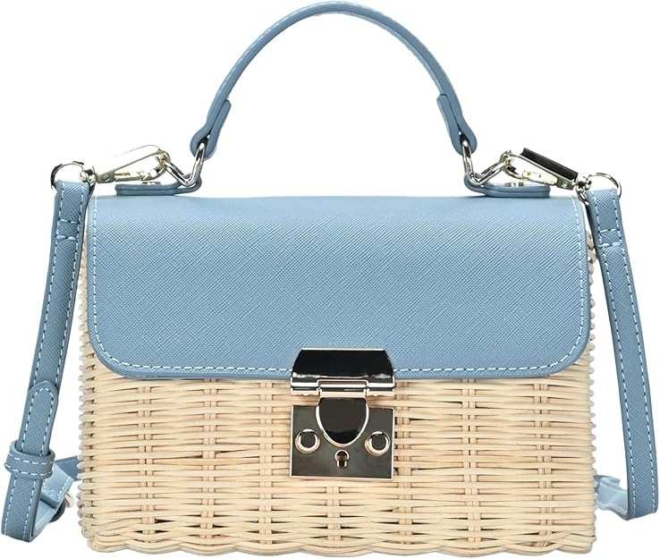 Madison West - The Madeline Crossbody Sunbleached Straw Bag Top Handle Satchel Bag for Women | Amazon (US)