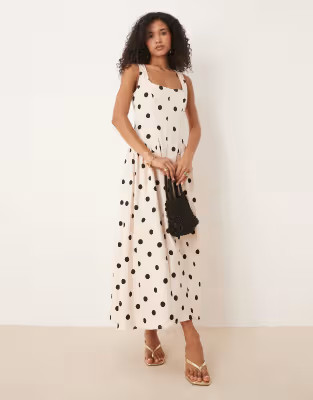 ASOS DESIGN corset seam detail maxi dress in polka dot | ASOS | ASOS (Global)